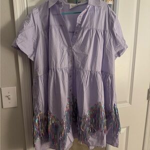Fantastic Fawn Dress - Purple Sequin Fringe